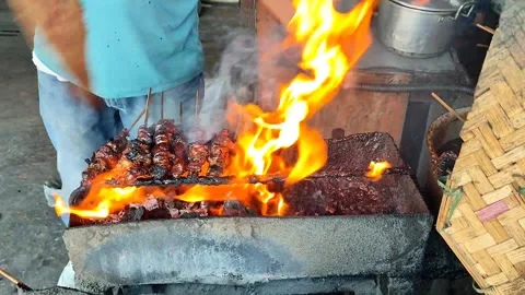 Grilled beef satay Stock Footage 292414784