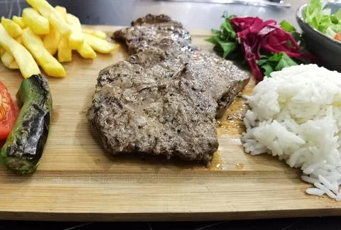 Grilled beef with side dishes Stock Photos