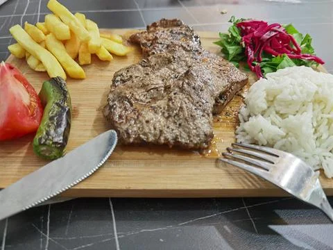 Grilled beef with side dishes Stock Photos