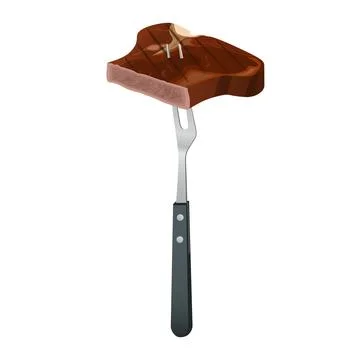Grilled beef steak on a carving fork Stock Illustration