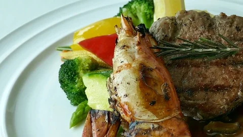 Grilled beef steak Stock Footage 84712396