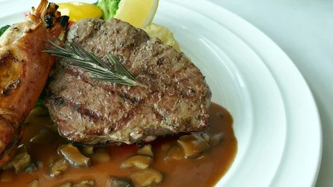 Grilled beef steak Stock Footage 86477280