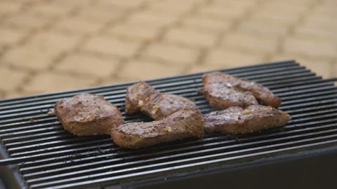 Grilled beef steak on the grill, close-up. Stock Footage 122590650