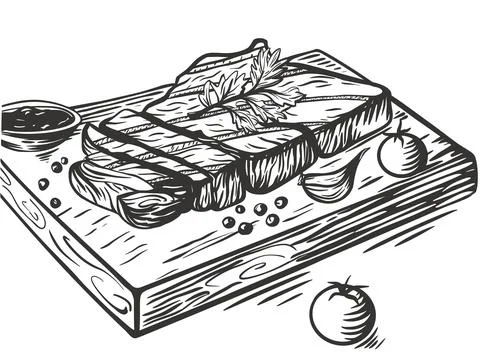Grilled beef steak hand engraved 库存插图