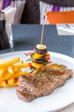 Grilled beef steak Stock Photos