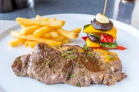 Grilled beef steak Stock Photos