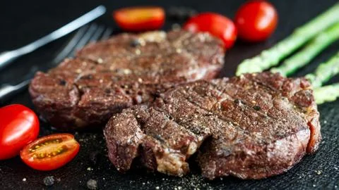Grilled beef steak Stock Photos