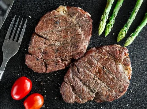 Grilled beef steak Stock Photos