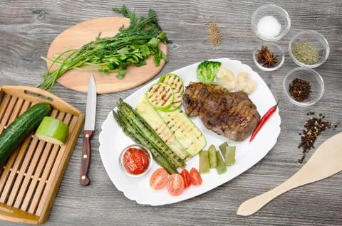 Grilled Beef Steak Stock Photos
