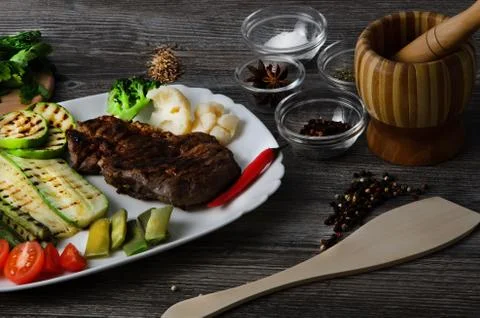 Grilled Beef Steak Stock-Fotos