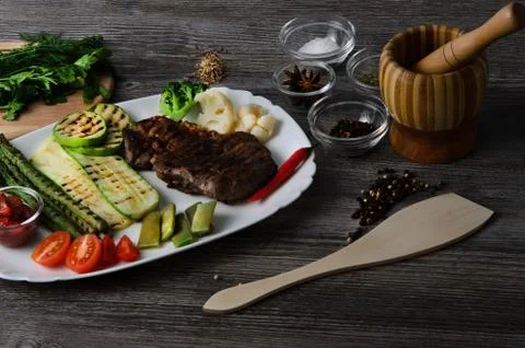 Grilled Beef Steak Stock Photos