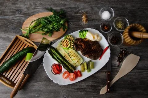 Grilled Beef Steak Stock Photos