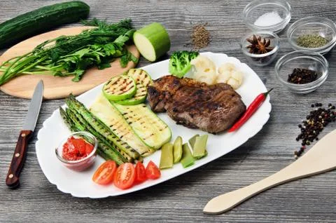 Grilled Beef Steak Stock Photos