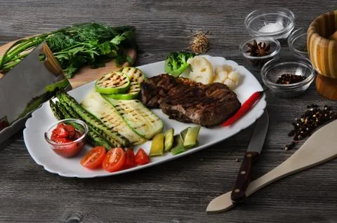 Grilled Beef Steak Stock Photos