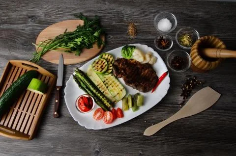 Grilled Beef Steak Stock Photos