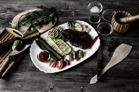 Grilled Beef Steak Stock Photos