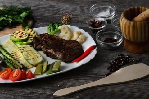 Grilled Beef Steak Stock Photos