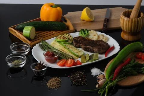 Grilled Beef Steak Stock Photos