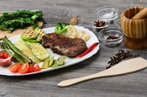 Grilled Beef Steak Stock Photos