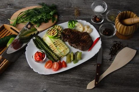 Grilled Beef Steak Stock Photos