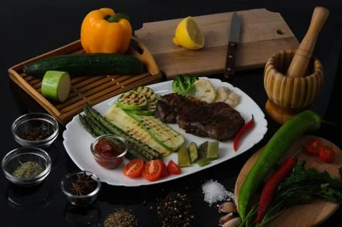 Grilled Beef Steak Stock Photos