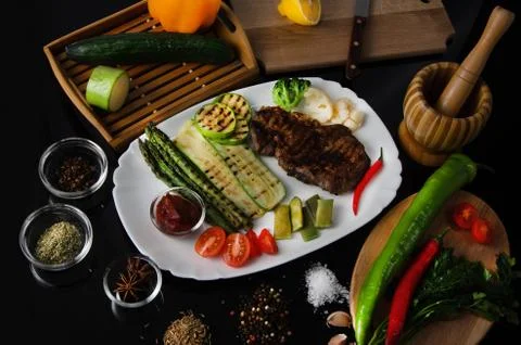 Grilled Beef Steak Stock Photos