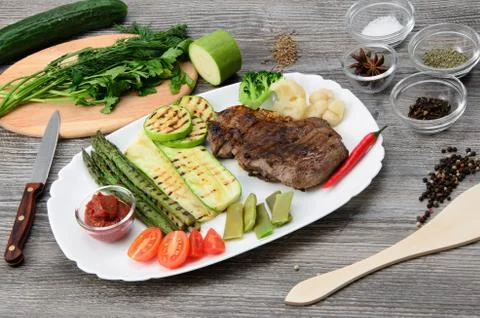 Grilled Beef Steak Stock Photos