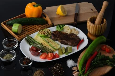 Grilled Beef Steak Stock Photos