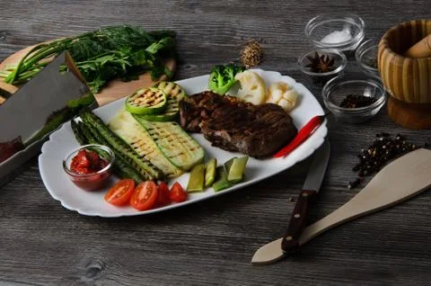 Grilled Beef Steak Stock-Fotos