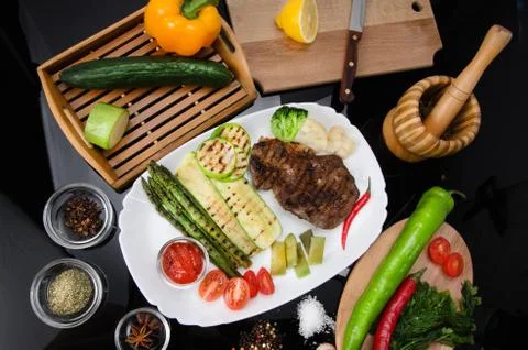 Grilled Beef Steak Stock Photos