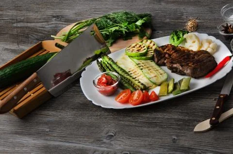 Grilled Beef Steak Stock Photos