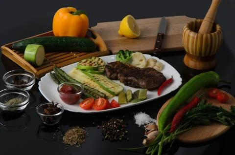 Grilled Beef Steak Stock Photos