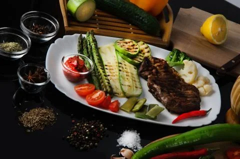 Grilled Beef Steak Stock Photos