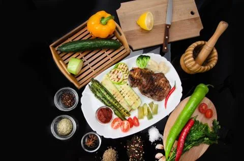 Grilled Beef Steak Stock Photos