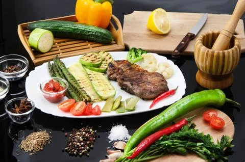 Grilled Beef Steak Stock-Fotos