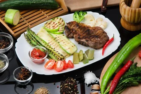 Grilled Beef Steak Stock Photos