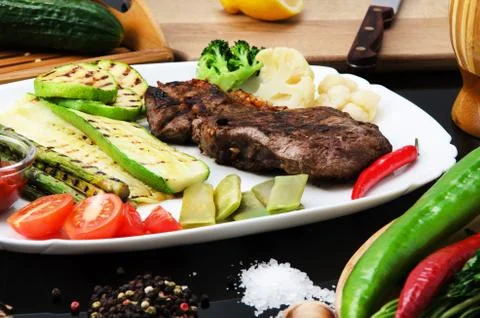 Grilled Beef Steak Stock Photos