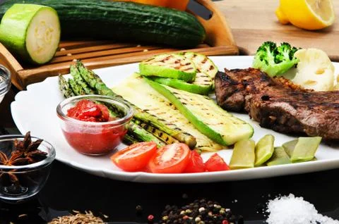 Grilled Beef Steak Stock Photos