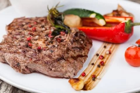 Grilled beef steak Stock Photos