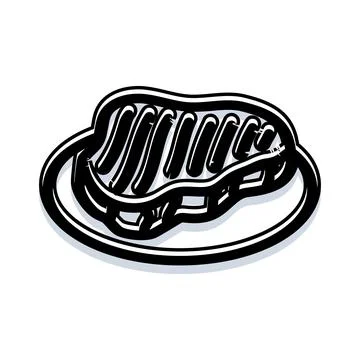 Grilled beef steak on plate icon design Stock Illustration