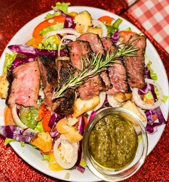 Grilled Beef Steak salad with Stock Photos