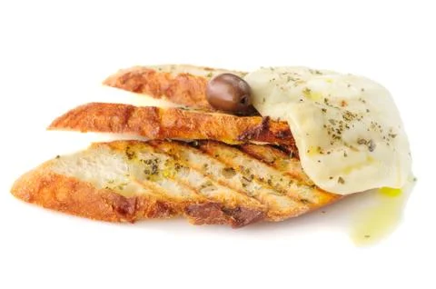 Grilled bread with cheese Stock Photos
