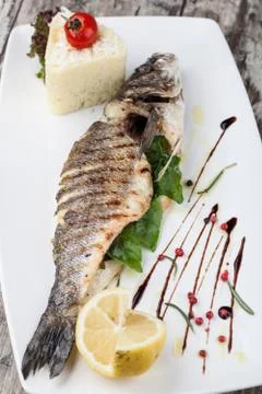Grilled bream fish Stock Photos