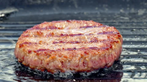 Grilled Burger Patty With Grill Marks Stock-Footage 325840366