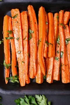 Grilled carrots, top view Stock Photos