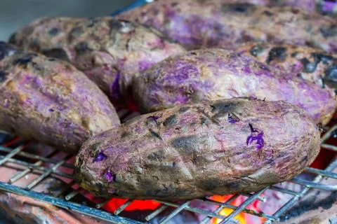 Grilled cassava Stock Photos