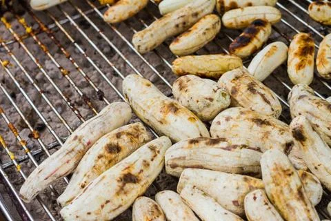 Grilled cassava Stock Photos