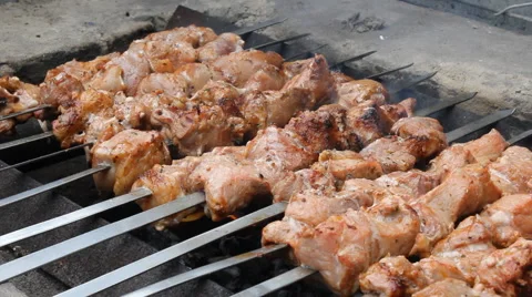 Grilled caucasus barbecue Stock Footage 67255571