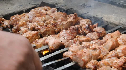 Grilled caucasus barbecue Stock Footage 67255572