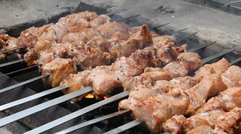 Grilled caucasus barbecue Stock Footage 67823016